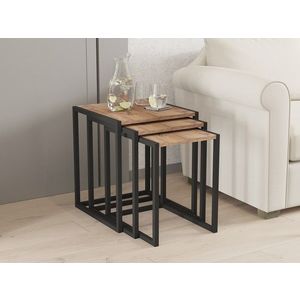 Set masute 3 piese, Puqa Design, Tali, PAL, Negru / Pin Atlantic imagine