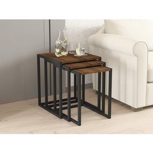 Set masute 3 piese, Puqa Design, Tali, PAL, Nuc negru imagine