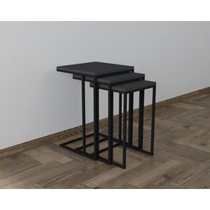 Set masute 3 piese, Puqa Design, Stoli, PAL, Negru / Antracit imagine