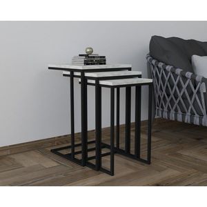 Set masute 3 piese, Puqa Design, Stoli, PAL, Negru / Cyrstal imagine