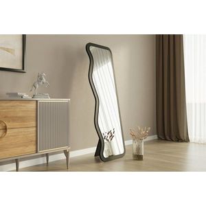 Oglinda decorativa, Siam, Asel, 50x160x2 cm, MDF , Negru imagine