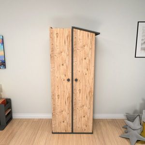 Dulap pentru haine, Arnetti, Valerin, 72x179 cm, PAL, Pin Atlantic / Antracit imagine