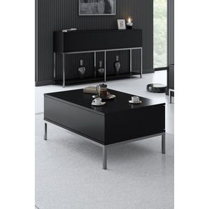 Masuta de cafea, Bexley, Lord, 90x40x60 cm, PAL, Negru/Argintiu imagine
