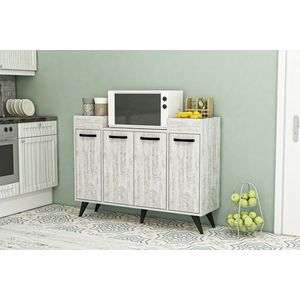 Dulap multifunctional, Coraline, Visar, 120x88 cm, PAL, Gri/Alb imagine