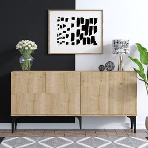 Consola, Emerald, Tress, 150x75x35 cm, PAL, Stejar / Negru imagine
