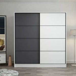 Dulap pentru haine, Minerva, Kale, 180x190x60 cm, PAL, Alb / Antracit imagine