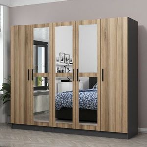 Dulap pentru haine, Minerva, Kale, 225x190x52 cm, PAL, Dore imagine