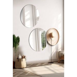 Oglinda decorativa, Mirrorland, Round, Oglinda acrilica;MDF, Argintiu imagine