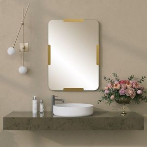Oglinda decorativa, Neostill, Pera Mirror, Metal, Auriu imagine
