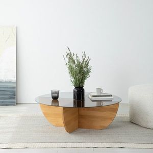 Masuta de cafea, Neostill, Lily Wood, 90x30x90 cm, Blat: 100% STICLA CALITA, Stejar imagine