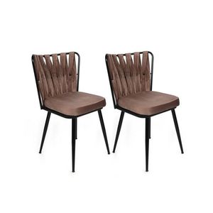 Set scaune 2 piese, Nmobb, Kuşaklı-233 V2, Metal, Maro deschis / Negru imagine