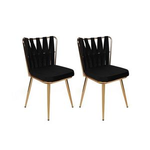 Set scaune 2 piese, Nmobb, Kuşaklı-211 V2, Metal, Negru imagine