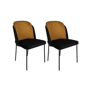 Set scaune 2 piese, Nmobb, Dore-142 V2, Metal, Mustar / Negru imagine