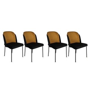 Set scaune 4 piese, Nmobb, Dore-142 V4, Metal, Mustar / Negru imagine