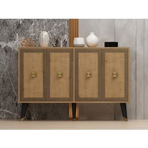 Consola, Odessa, Ansel, 120x80x30 cm, PAL, Stejar safir / Aur imagine