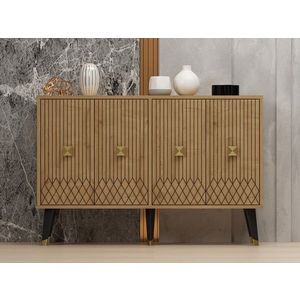 Consola, Odessa, Carbın, 120x80x30 cm, PAL, Stejar safir / Aur imagine