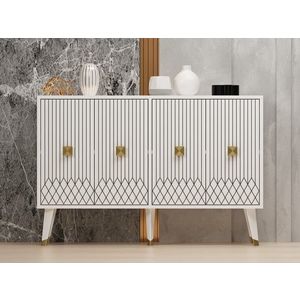 Consola, Odessa, Carbın, 120x80x30 cm, PAL, Alb/Auriu imagine