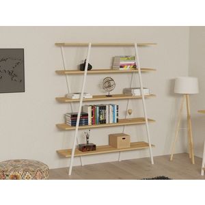 Corp biblioteca, Puqa Design, Dobra, 120x150x35 cm, PAL, Safir / Alb imagine