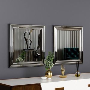 Set 2 oglinzi decorative, Siam, Bale, MDF , Argintiu imagine