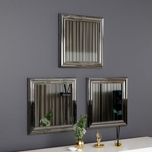 Set 3 oglinzi decorative, Siam, Otto, MDF , Argintiu imagine