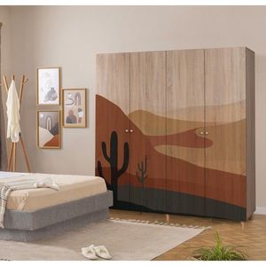 Dulap pentru haine, Vella, Loni 4 -905, 180x192x52 cm, PAL, Sonomo imagine