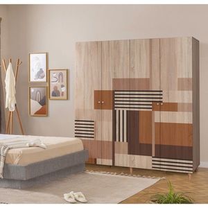 Dulap pentru haine, Vella, Loni 4 -908, 180x192x52 cm, PAL, Sonomo imagine
