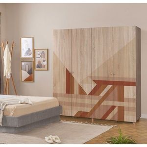 Dulap pentru haine, Vella, Loni 4 -910, 180x192x52 cm, PAL, Sonomo imagine
