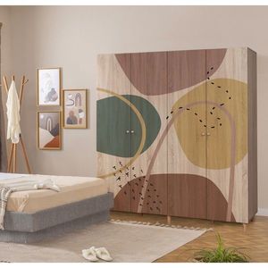 Dulap pentru haine, Vella, Loni 4 -911, 180x192x52 cm, PAL, Sonomo imagine