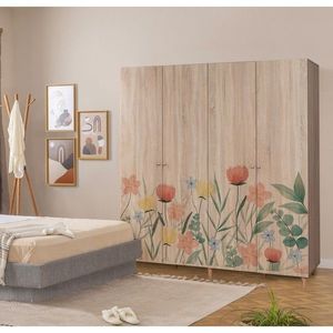 Dulap pentru haine, Vella, Loni 4 -915, 180x192x52 cm, PAL, Sonomo imagine