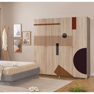 Dulap pentru haine, Vella, Loni 4 -969, 180x192x52 cm, PAL, Sonomo imagine