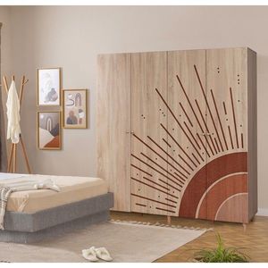 Dulap pentru haine, Vella, Loni 4 -970, 180x192x52 cm, PAL, Sonomo imagine