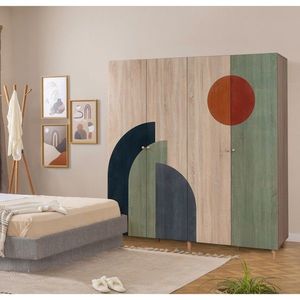 Dulap pentru haine, Vella, Loni 4 -972, 180x192x52 cm, PAL, Sonomo imagine
