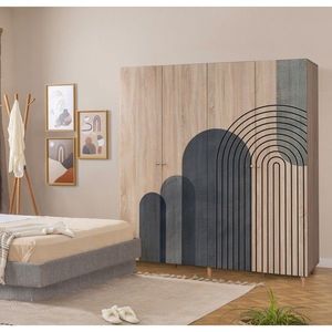 Dulap pentru haine, Vella, Loni 4 -973, 180x192x52 cm, PAL, Sonomo imagine