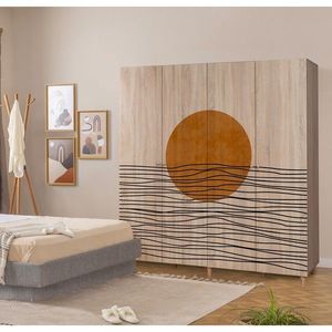 Dulap pentru haine, Vella, Loni 4 -974, 180x192x52 cm, PAL, Sonomo imagine