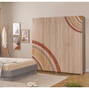Dulap pentru haine, Vella, Loni 4 -978, 180x192x52 cm, PAL, Sonomo imagine