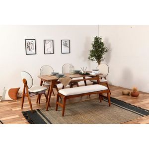 Set masa si scaune 6 piese, Vow Chair, Touch (4S-1B), Lemn, Maro/Crem imagine