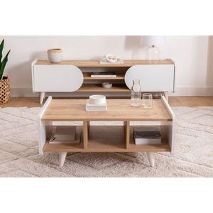 Masuta de cafea, Arnetti, Mindy, 90x59x40 cm, PAL, Safir / Alb imagine