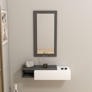 Bufet, Arnetti, Vien, 82x15 cm, PAL, Antracit/Alb imagine