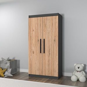 Dulap pentru haine, Arnetti, Akser, 90x180x45 cm, PAL, Pin Atlantic / Antracit imagine