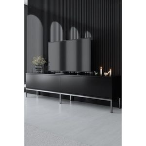 Comoda TV, Bexley, Lord, 180x47x30 cm, PAL, Negru/Argintiu imagine