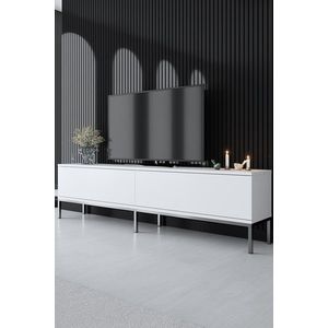 Comoda TV, Bexley, Lord, 180x47x30 cm, PAL, Alb / Argintiu imagine