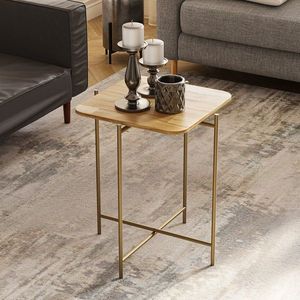 Masuta de cafea, Cerritos, Shb-005-A, 46x56x46 cm, Lemn, Aur / Natural imagine