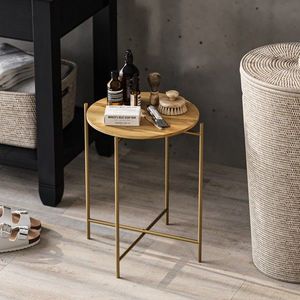 Masuta de cafea, Cerritos, Shb-004-A, 46x56x46 cm, Lemn, Aur / Natural imagine