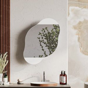Dulap de baie, Decortie, Cloud Storage Bathroom Wall Mirror, 60x75x13 cm, PAL, Alb imagine