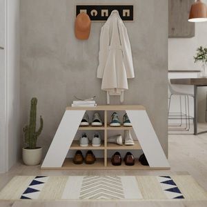 Pantofar, Decortie, Pyramid Shoe Bench, PAL, Stejar / Alb imagine
