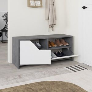 Pantofar, Decortie, Nexus Shoe Cabinet, 105x47x37 cm, PAL, Gri/Alb imagine