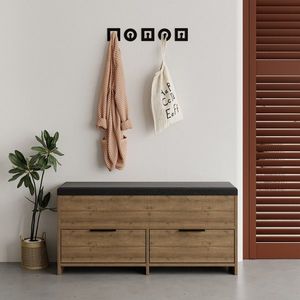 Pantofar, Decortie, Cove Shoe Bench, 106x50x34 cm, PAL, Maro imagine