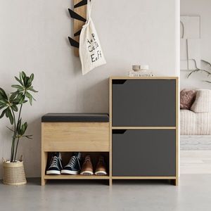 Pantofar, Decortie, Haven Shoe Bench, PAL, Antracit / Stejar imagine