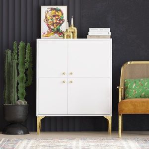 Consola, Emerald, Celina, 90x115x35 cm, PAL, Alb/Auriu imagine