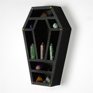 Raft de perete, Evila Originals, Cry038, 22x33x6 cm, Lemn masiv, Negru imagine